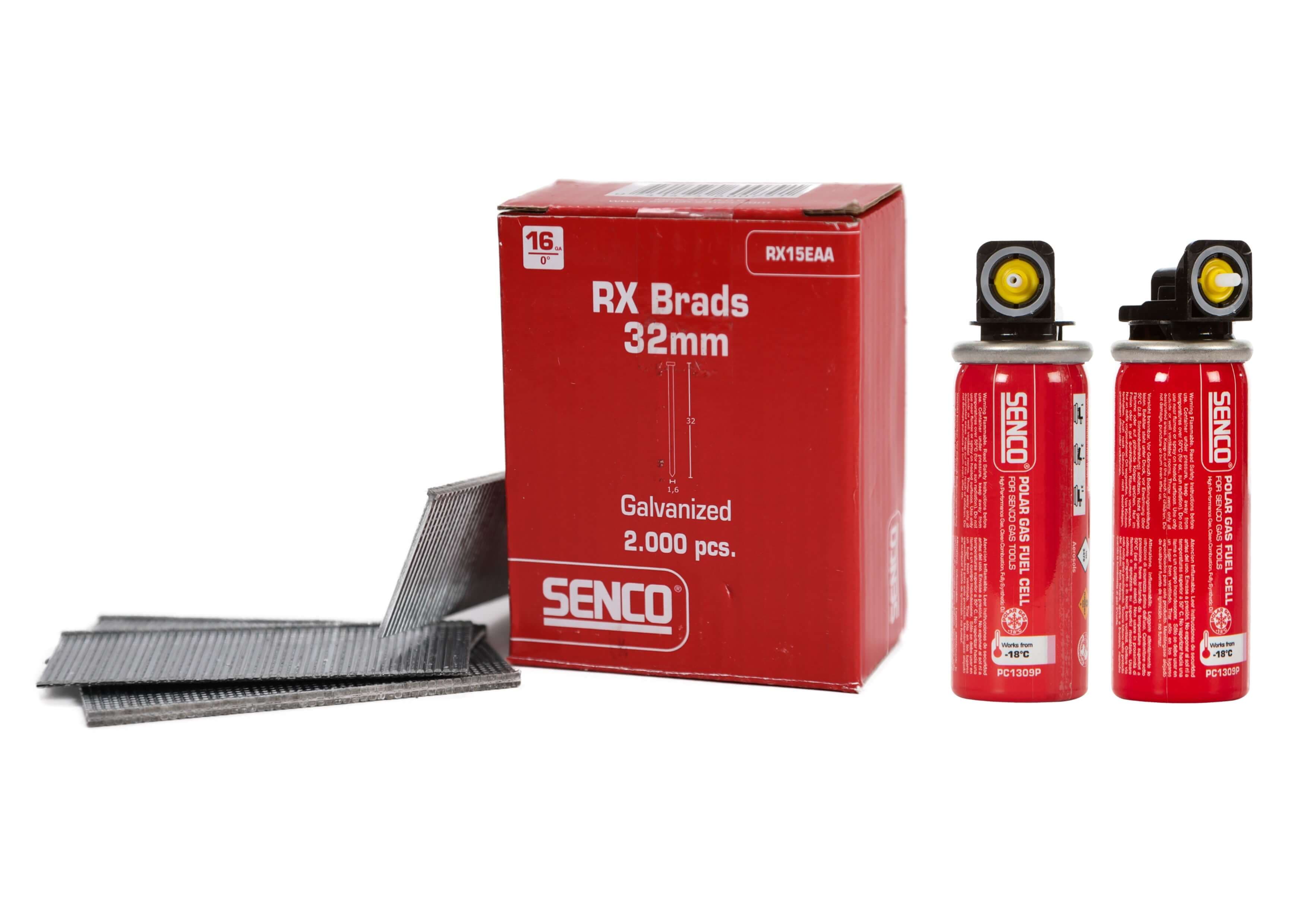 Senco RX15EAA-FC 16-Gauge G&N Pack Straight Brad Galv 32Mm Box 2000
