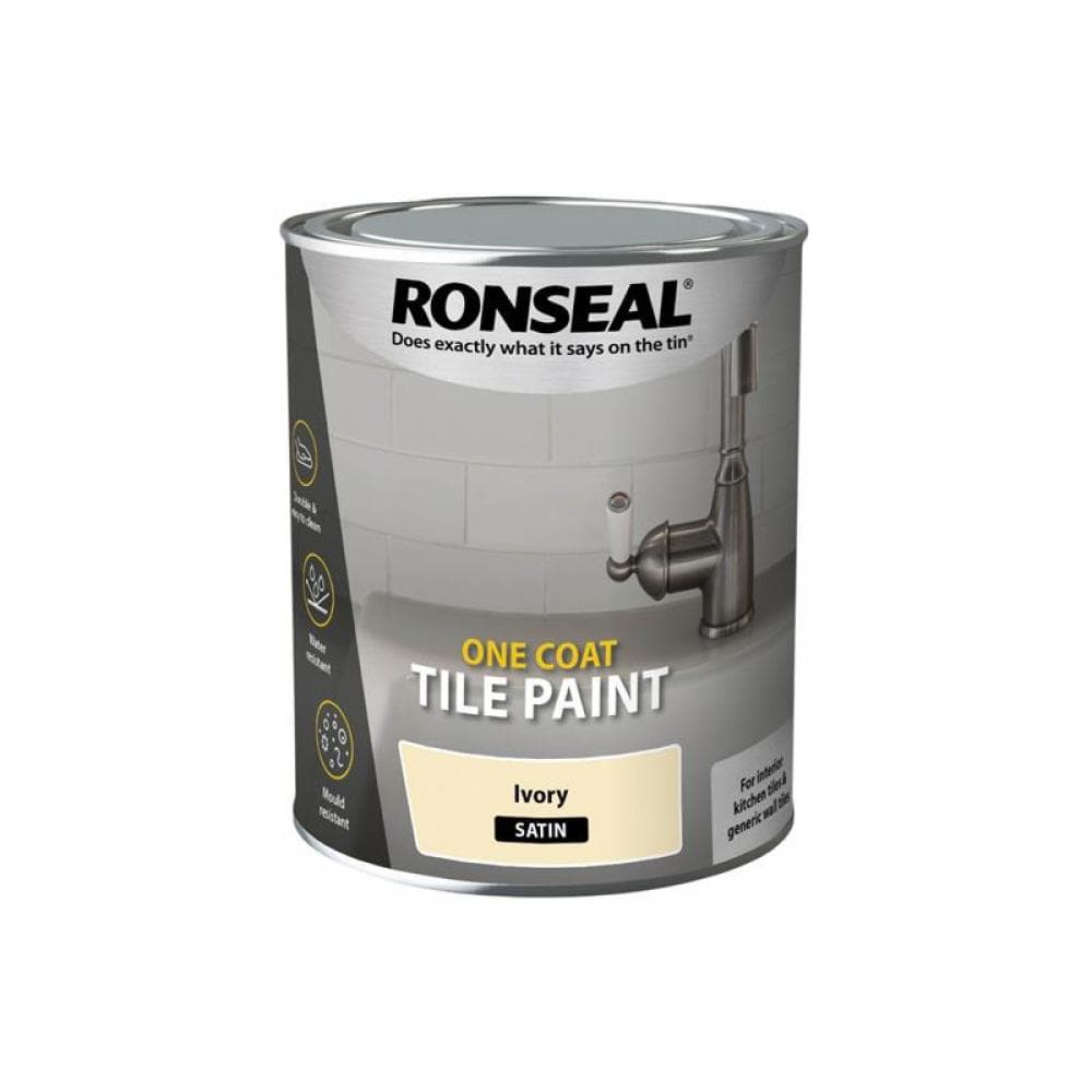 Ronseal 39375 One Coat Tile Paint Ivory Satin 750Ml