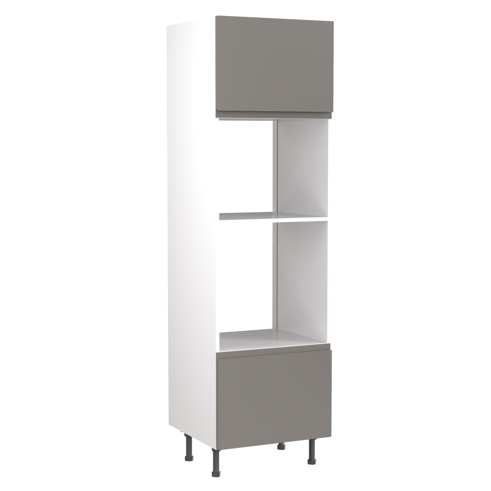 Flatpack Single Oven & Microwave Tower J-pull Super Gloss Dust Grey 600mm - FKKJ0332