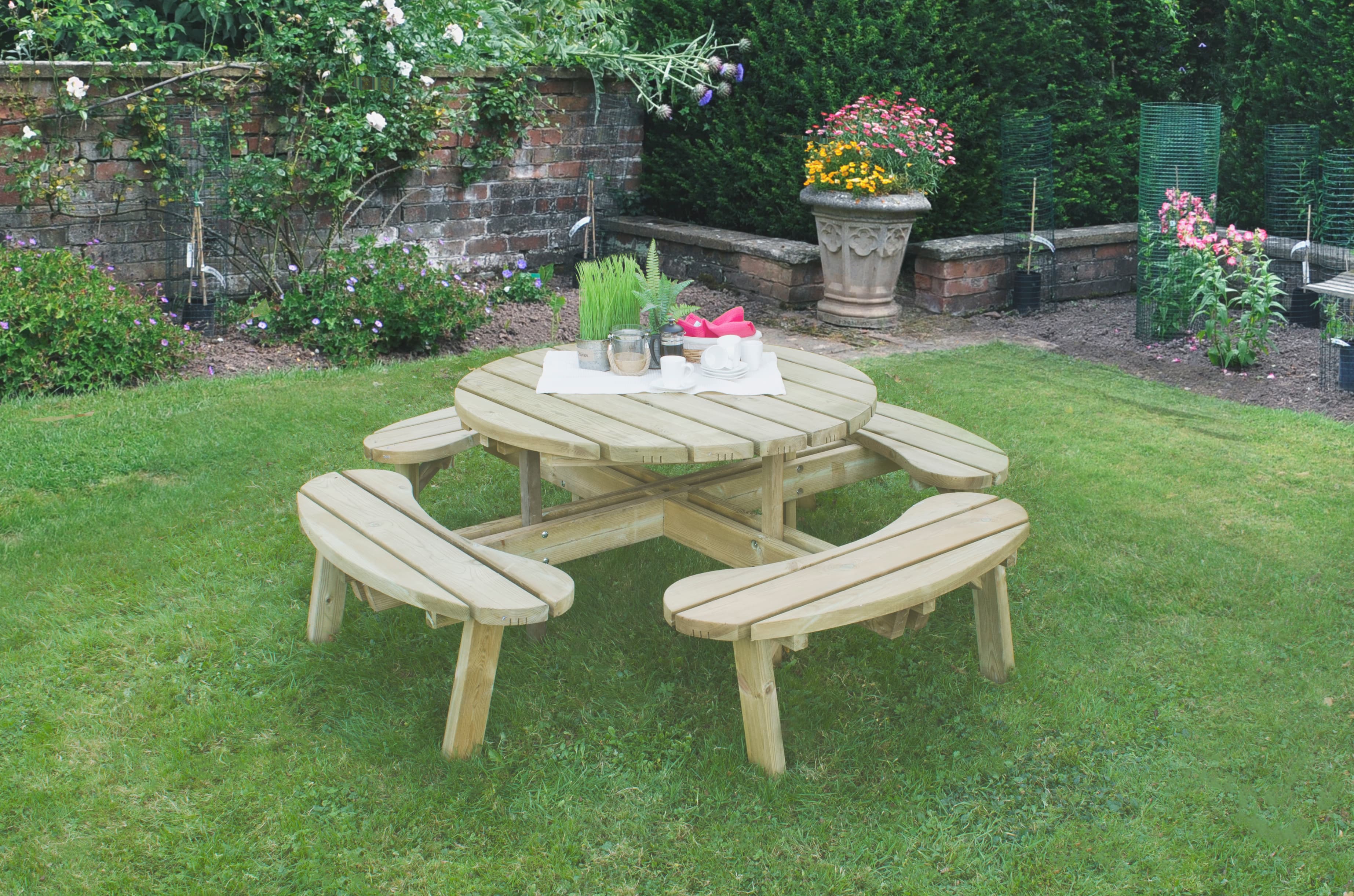 Forest Garden Circular Picnic Table Pressure Treated 2060 x 720 x 2060mm