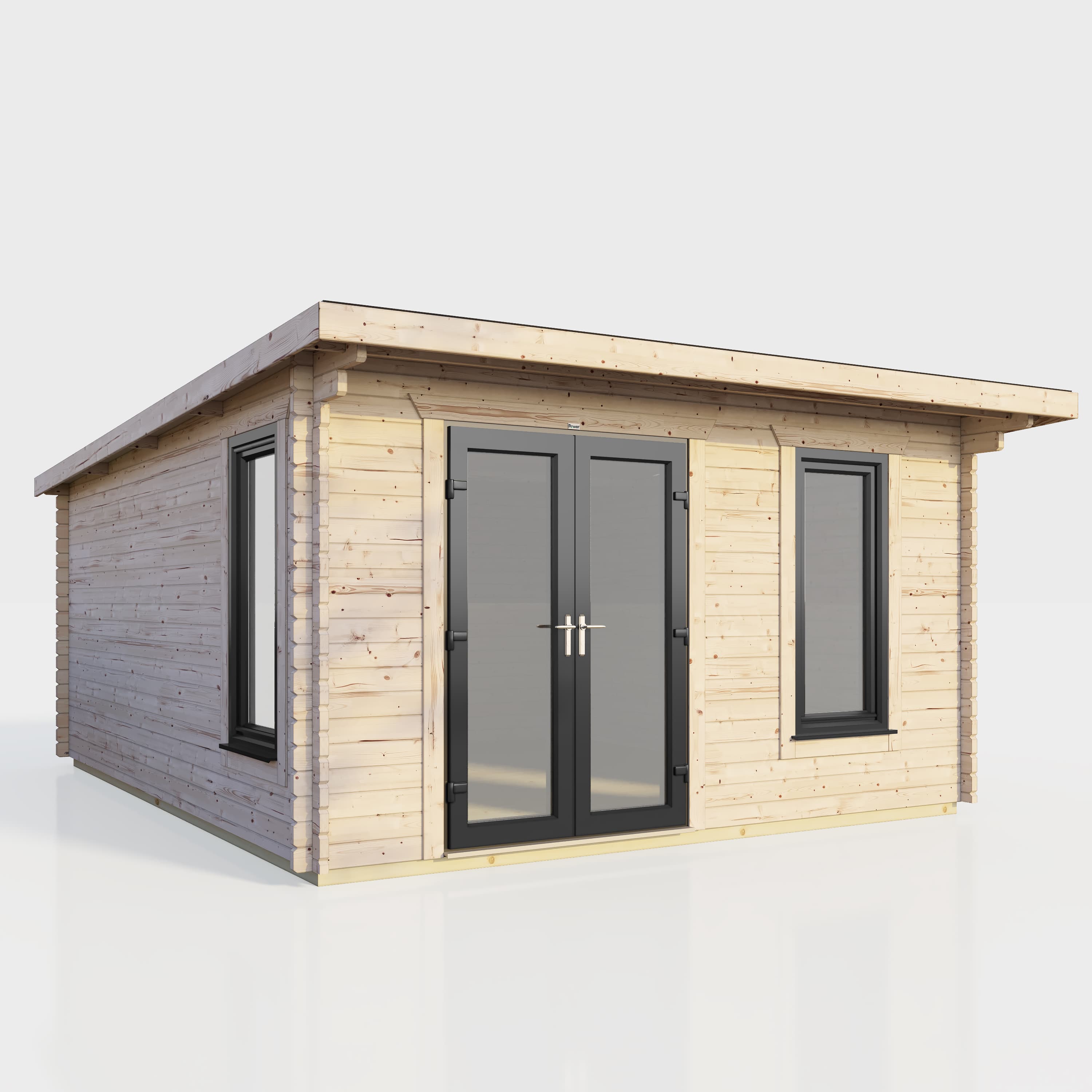 Powersheds 14 x 14 Power Pent Log Cabin Left Doors