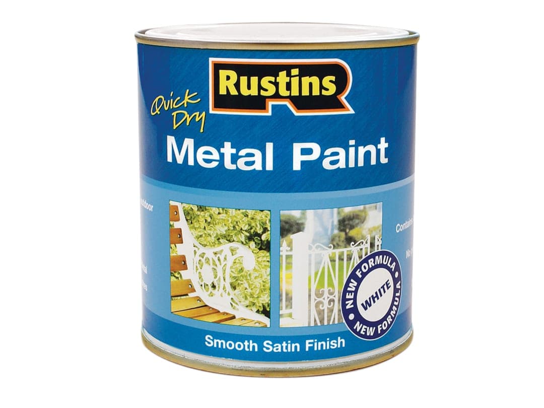 Rustins Quick Drying Metal Paint Smooth Satin White 250ml MPWH250