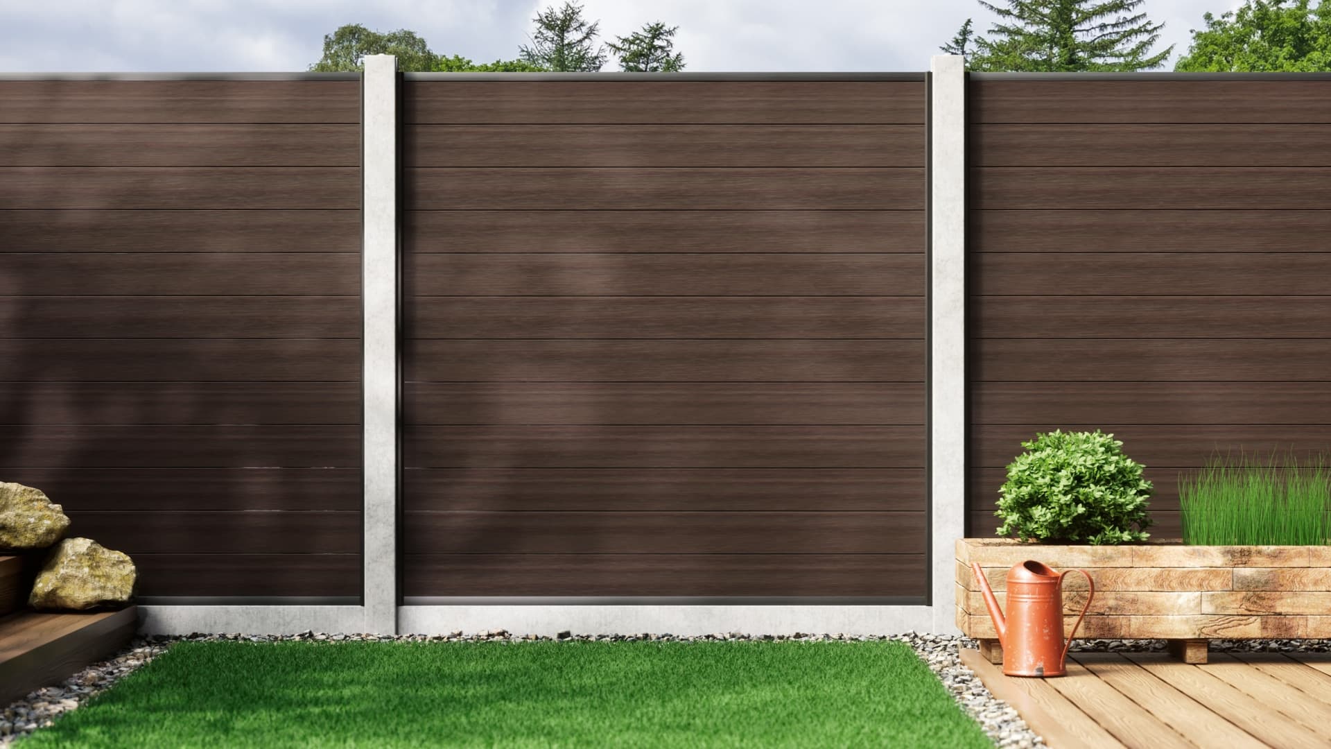 1.8m Walnut Composite Fencing