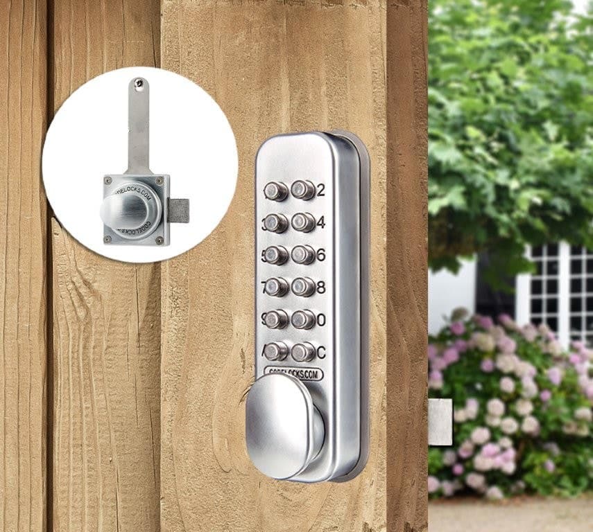 Mechanical Front Plate/Surface Latch Lock - Keypad - Quick Code - Adjustable Backset - Silver