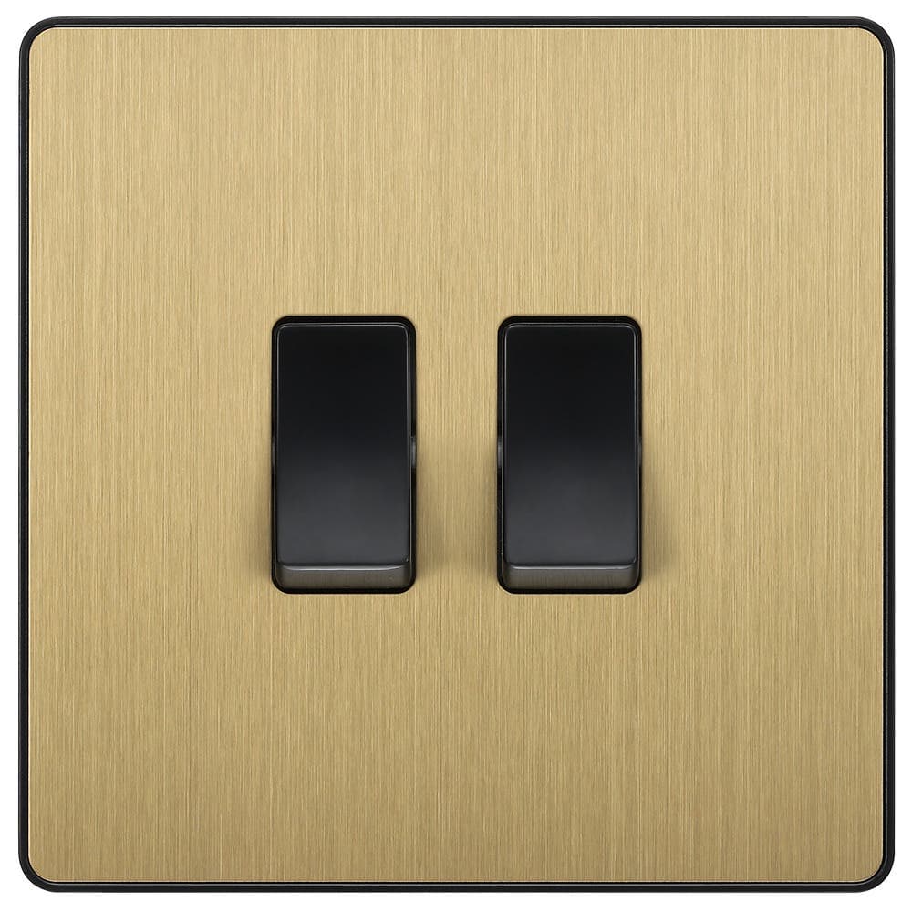 Double Light Switch - 20A - 16AX - 2 Way - Satin Brass
