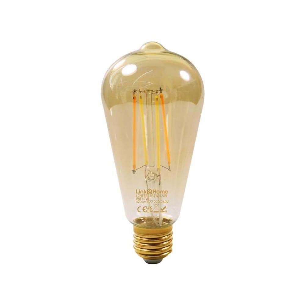 Link2Home L2HFEE27P5W Wi-Fi Led Es (E27) Pear Filament Dimmable Bulb White 470 Lm 4.5W