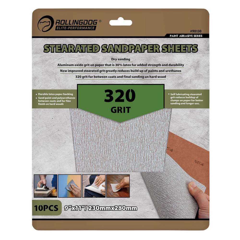 Rollingdog Stearated Sanding Sheets 230 X 280Mm 320 Grit (Pack Of 10) Pk 1 09655