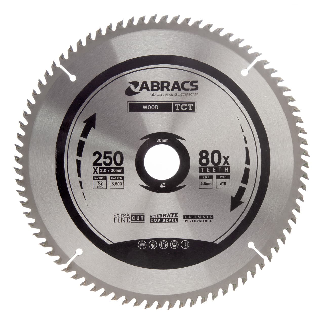 Abracs Tct25080 Tct Circular Saw Blade For Wood 250 X 30Mm X 80T