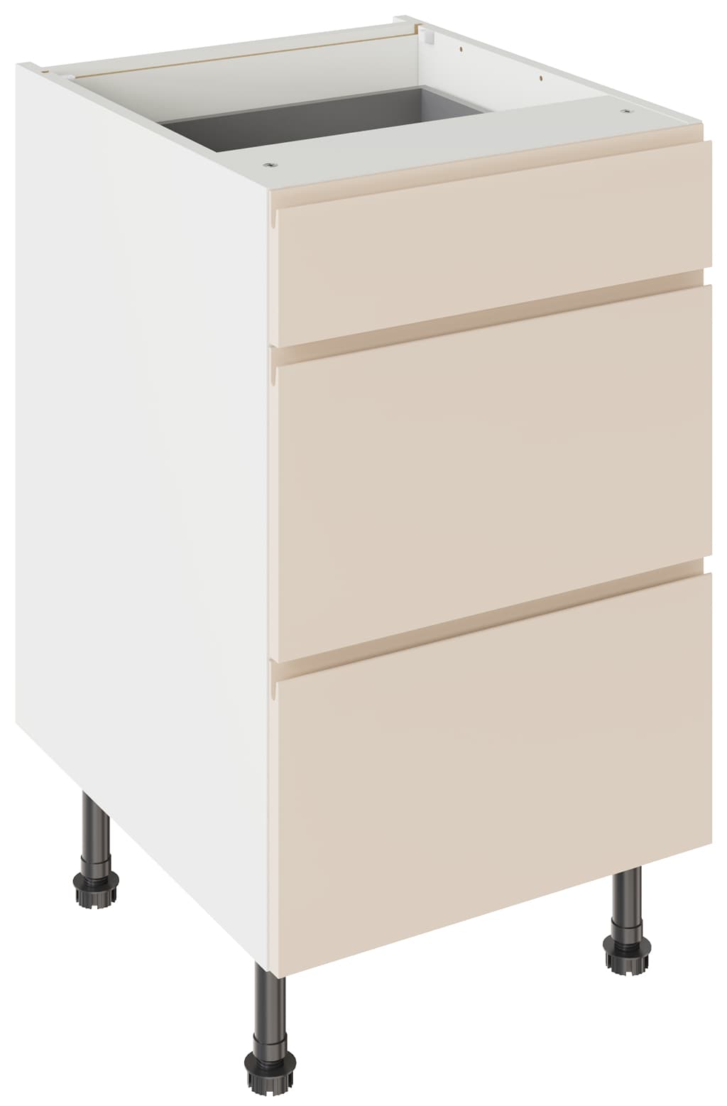 Flatpack Three Drawer Base Unit J-PULL Ultra Matt Cashmere 500mm