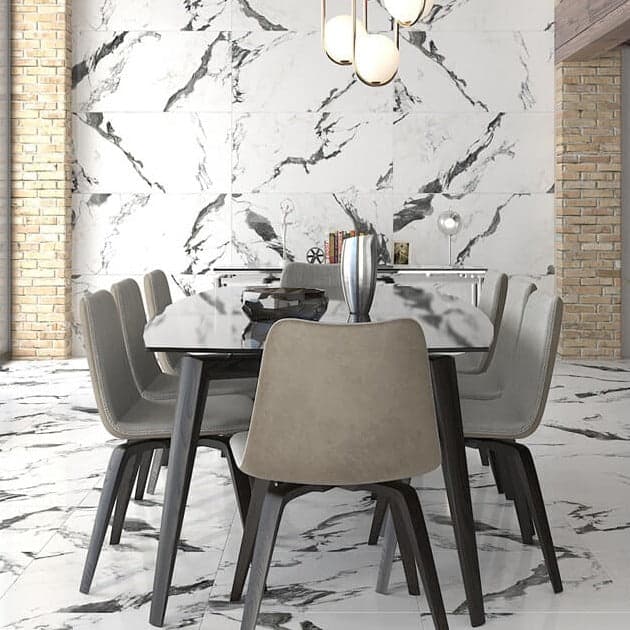 Panda Black and White Marble Effect Polished Tile 60x120cm