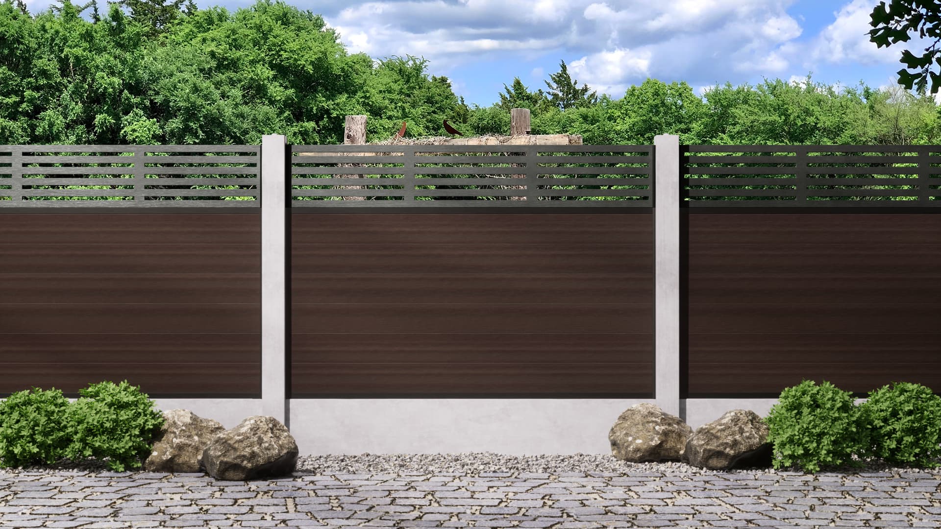 1.2m – Walnut – New York Decorative Panel With Fence