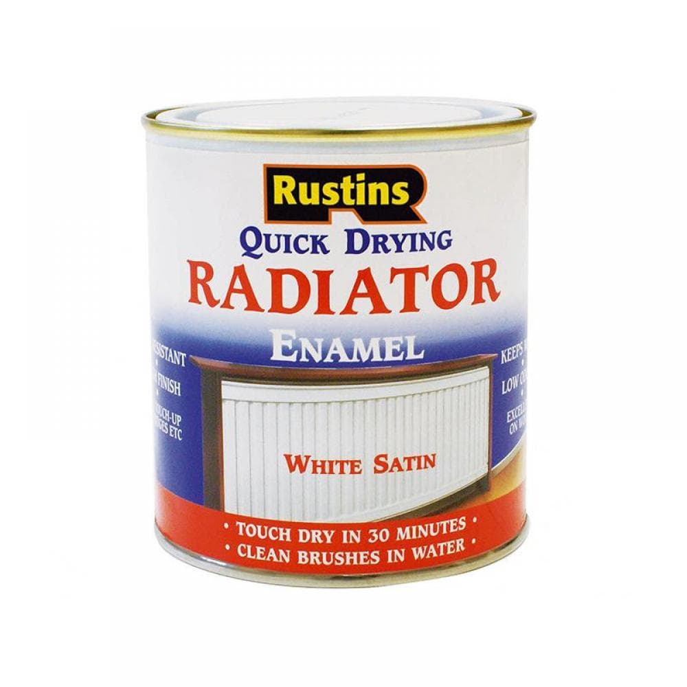 Rustins RADS500 Quick Dry Radiator Enamel Paint Satin White 500Ml