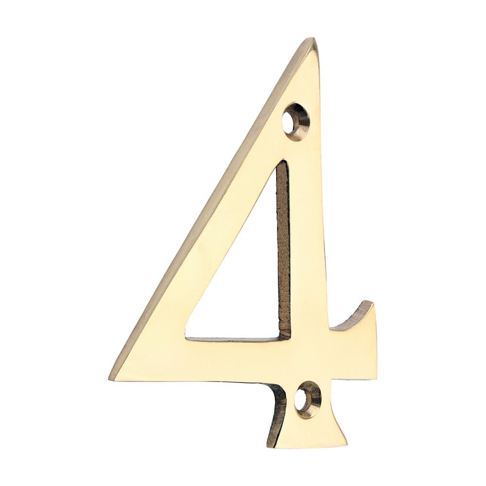 Timco Door Numeral 4 - Polished Brass TIMpac 1 200011P