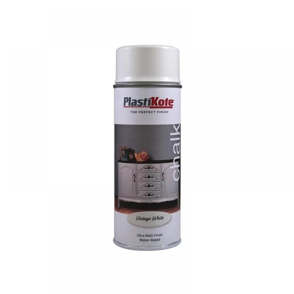 Plastikote 027100 Chalk Finish Spray Vintage White 400Ml