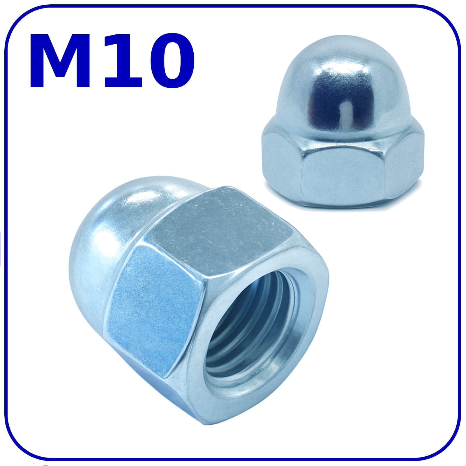 M10 Dome Acorn Cap Nuts Zinc Plated Steel DIN 1587 1.5mm Pitch