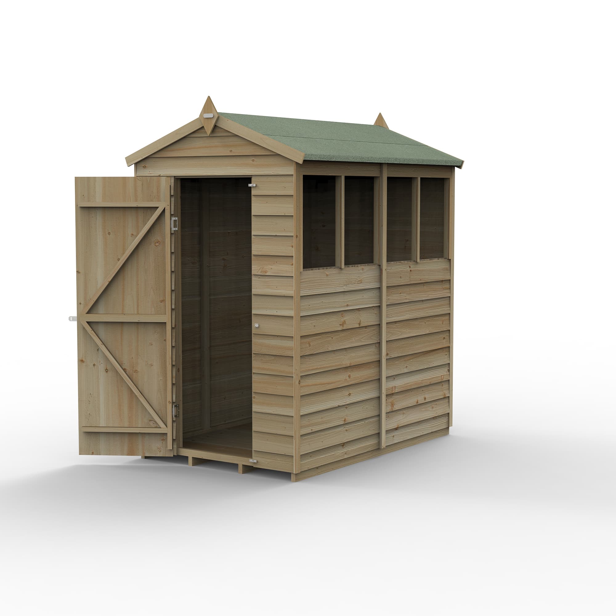 Forest Garden 4LIFE Apex Shed 4 x 6 - Single Door - 4 Windows Installation