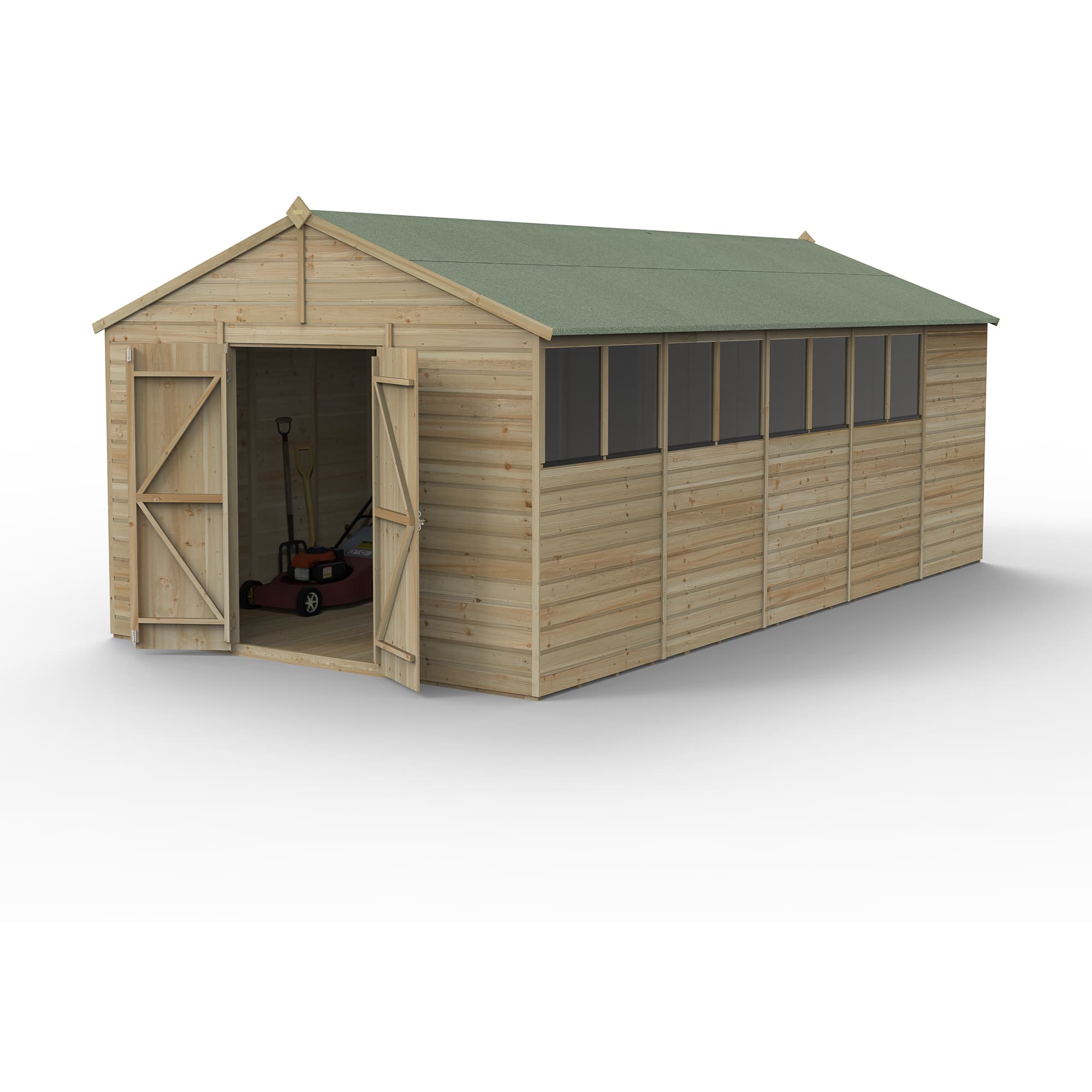 Forest Garden Beckwood 10x20 Apex Shed 8 Windows Double Door