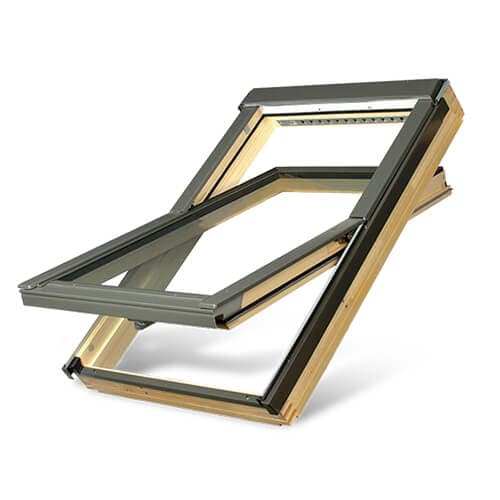 Pine Wood Centre Pivot Roof Window - 550mm x 980mm Triple Glazed Natural Pine