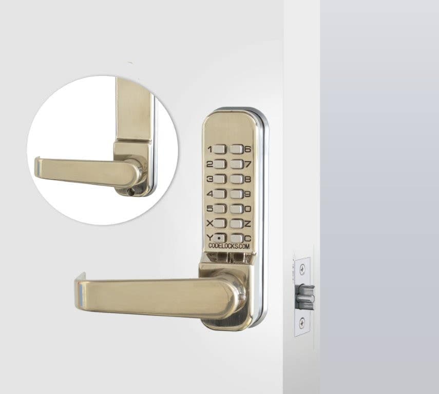 Mechanical Dual Plate Tubular Mortice Latch Lock - Keypad - Medium Duty - PVD Stainless Steel - Passage Set - 60mm Backset - Silver