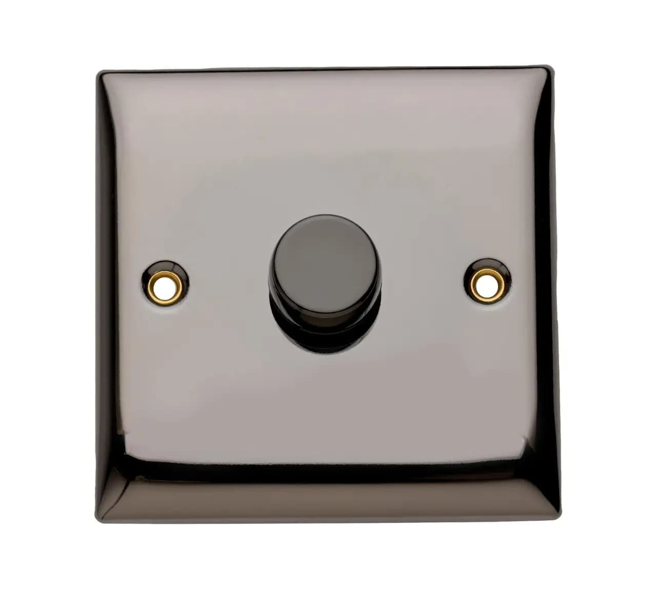 Single Dimmer Switch -1 Gang/2 Way - 100W -Push On/Off - LED/CFL - Black Nickel