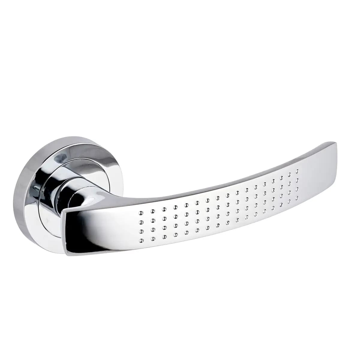 Cecilia Dotted Angled Internal Door Handle on Rose - Polished Chrome - Pair - Designer Levers