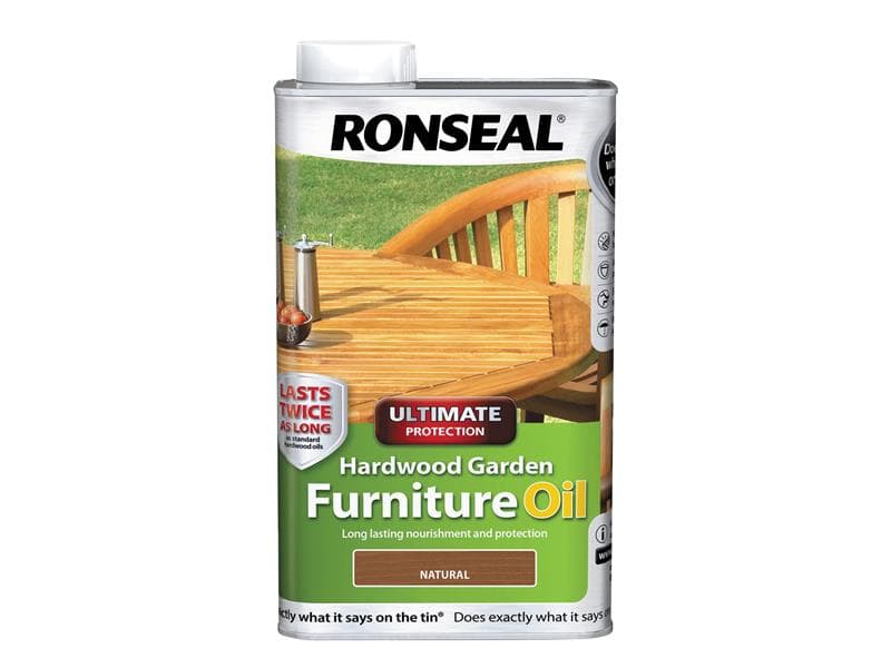 Ronseal 37356 Ultimate Protection Hardwood Garden Furniture Oil Natural 1 Litre