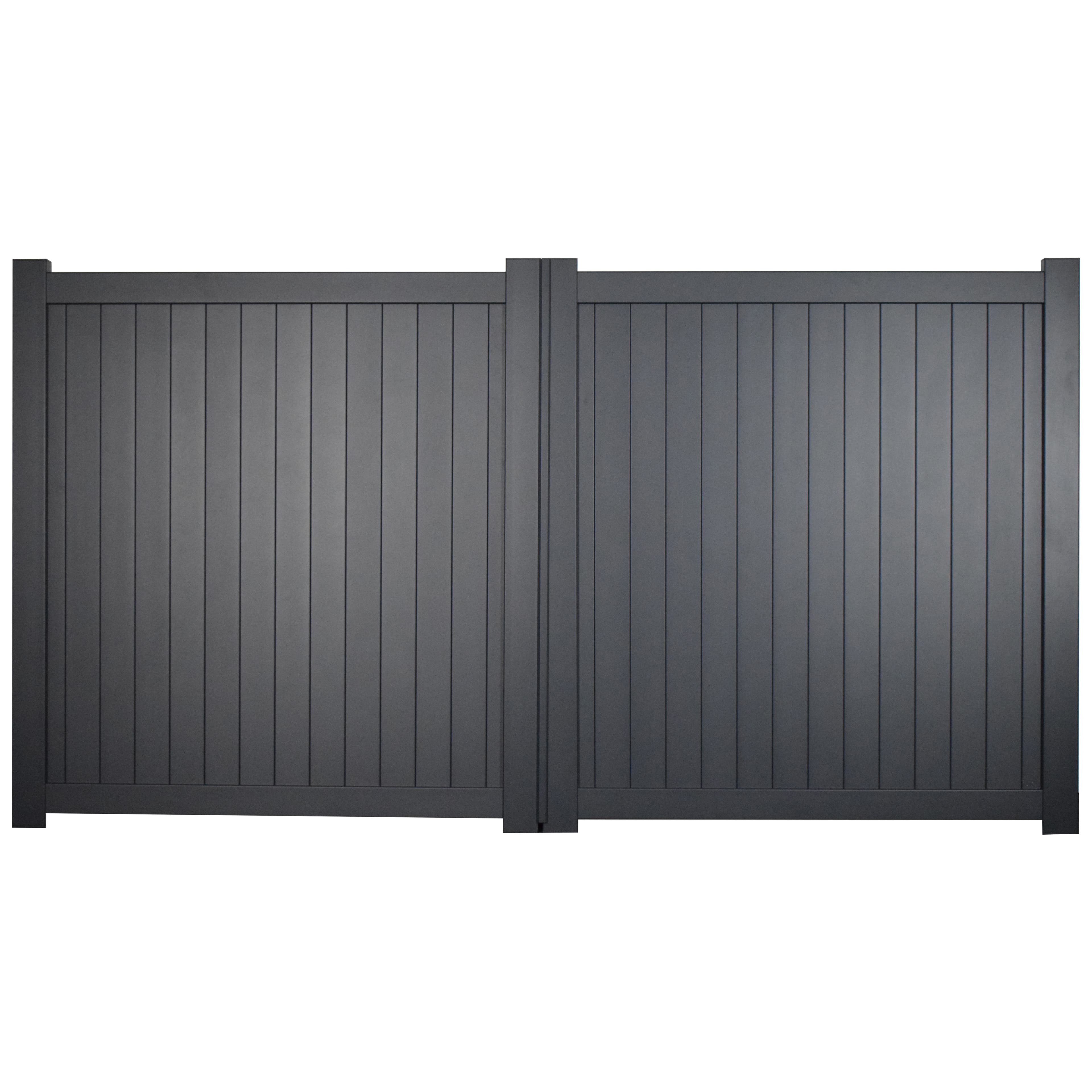 Canterbury Double Swing Flat Top Driveway Gate with Vertical Solid Infill 3000 x 1600mm Grey