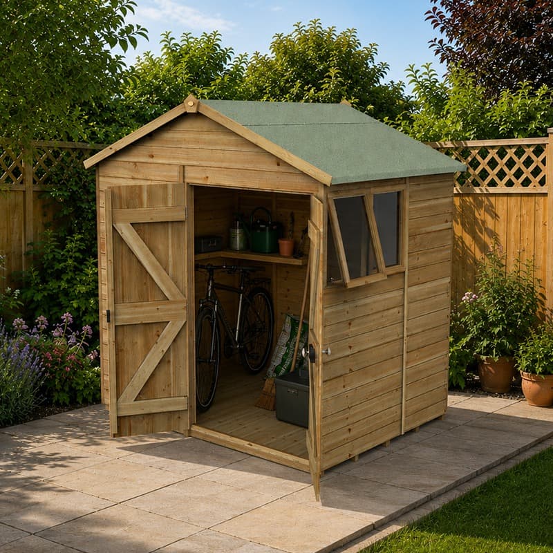 7' x 5' Forest Timberdale 25yr Guarantee Tongue & Groove Pressure Treated Double Door Apex Shed (2.33m x 1.58m)