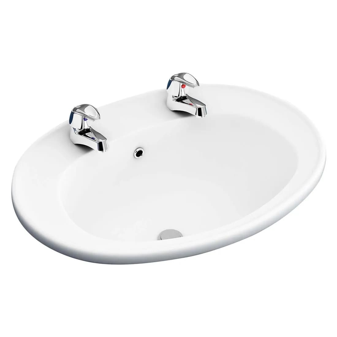 Atlas Pro Vanity Basin 54Cm 2 Tap Hole White