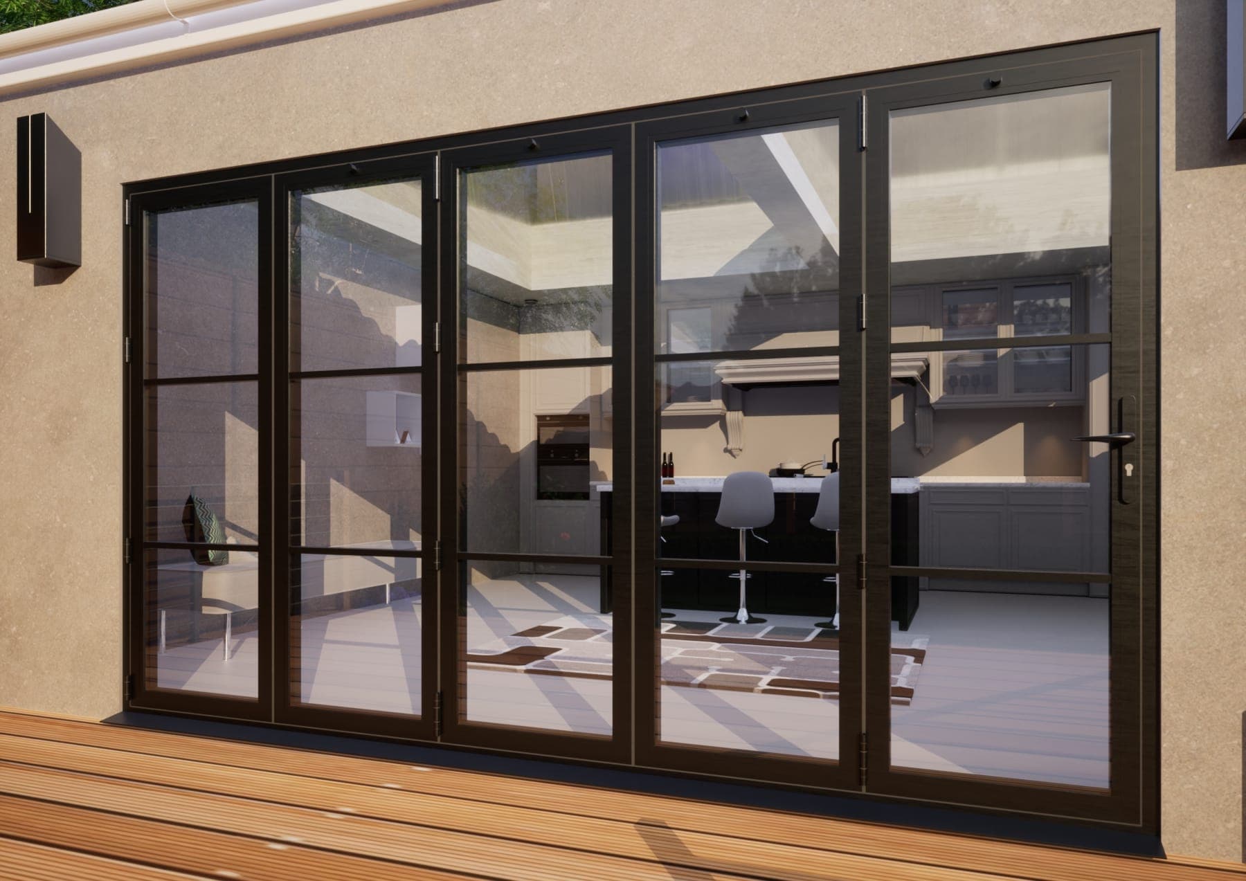 Heritage Aluminium Bifold Door Part Q Compliant - 3600mm Grey - 5 Left