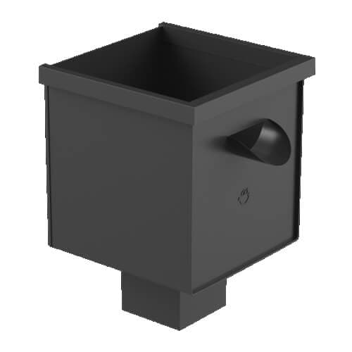 Square Steel Gutter Hopper - European Style - Graphite