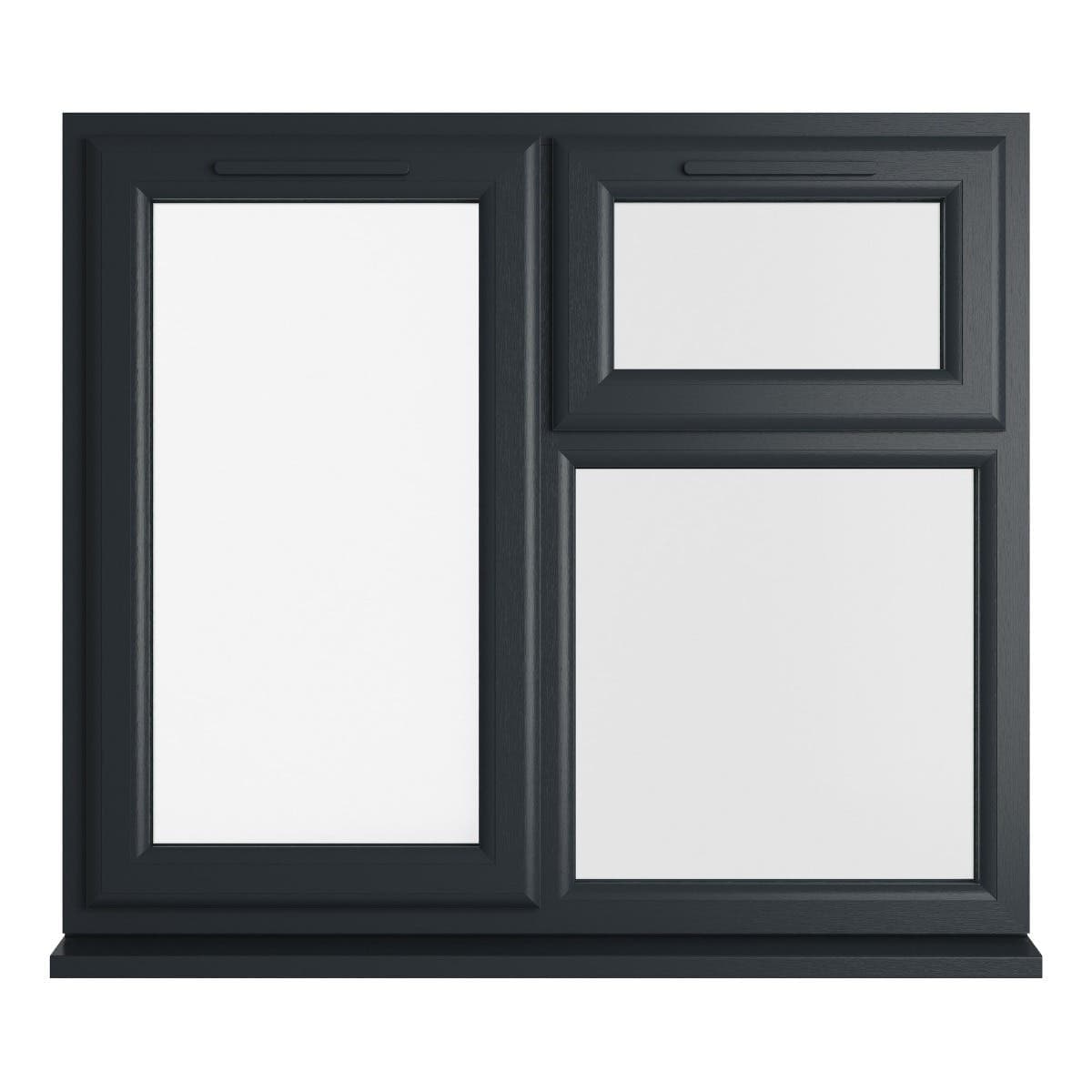 uPVC Grey/White Double Glazed Window - Left Handed - Side Hung/Top Opener - Clear Glass - 1190 x 1115mm