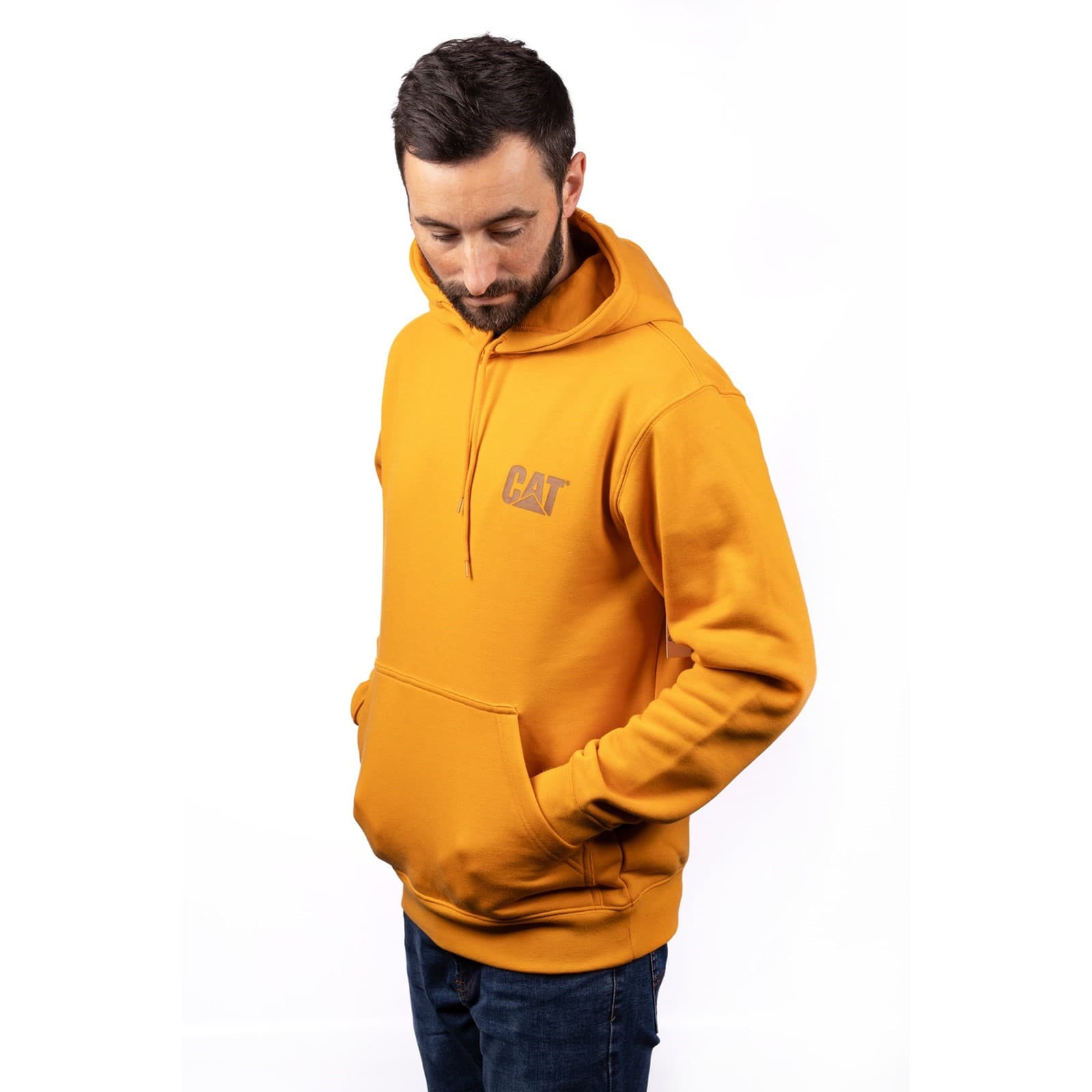 Caterpillar Trademark Banner Hooded Sweatshirt Size Lge Yellow 38521-71795-05