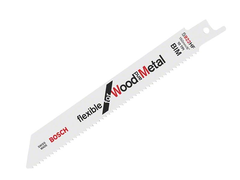 Bosch Powertool Accessories 2608656016 S 922 Hf Flexible For Wood & Metal Blade 150Mm 10 Tpi (Pack 5)