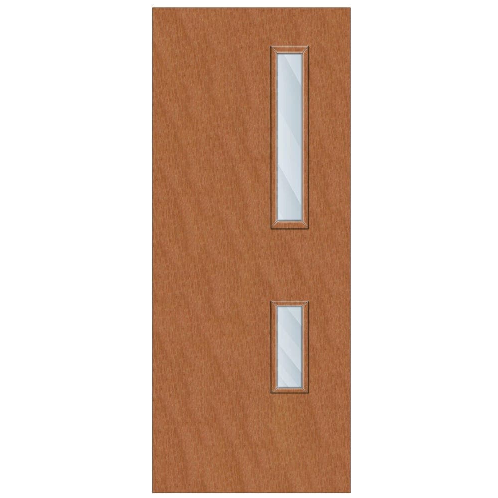 Crown American Cherry Solid Core FD30 Clear Glazed Internal Fire Door 1981mm x 762mm x 44mm | 700mm x 150mm & 500mm x 150mm VP