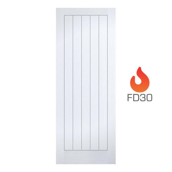 Vertical White Primed Textured Internal FD30 Fire Door