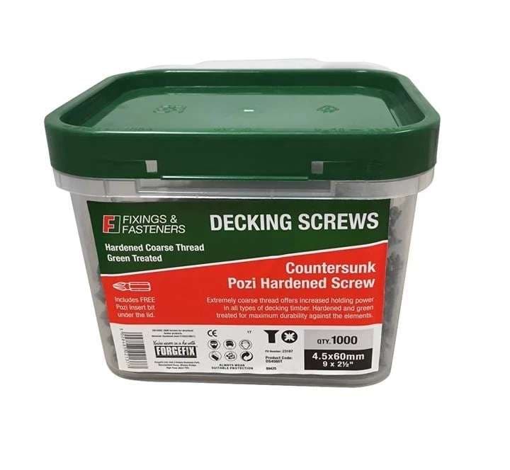 Fandf DS4575T Decking Screw - Green Treated 4.5 X 75Mm (Tub Of 1000)