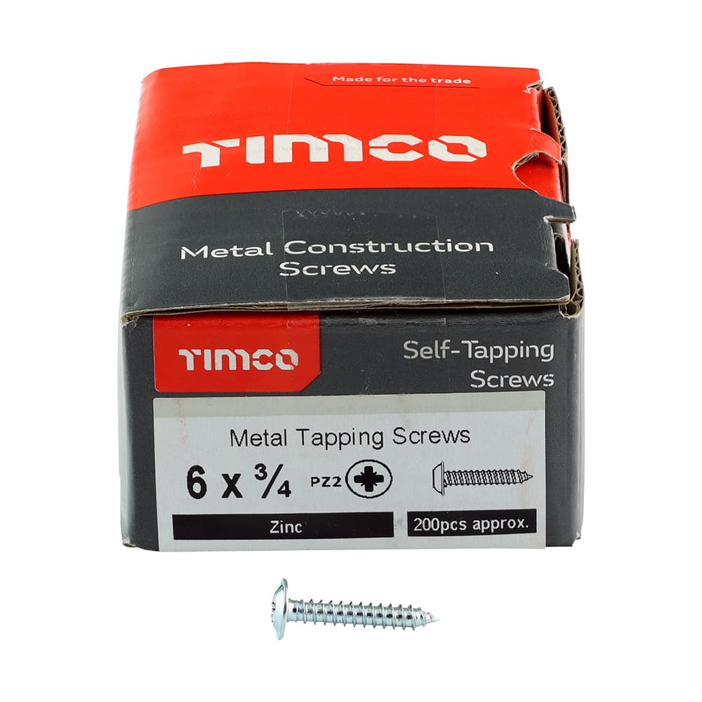 Timco Metal Tapping Screws - Pz - Flange - Self-Tapping - Zinc Box 200 00634CFAZS
