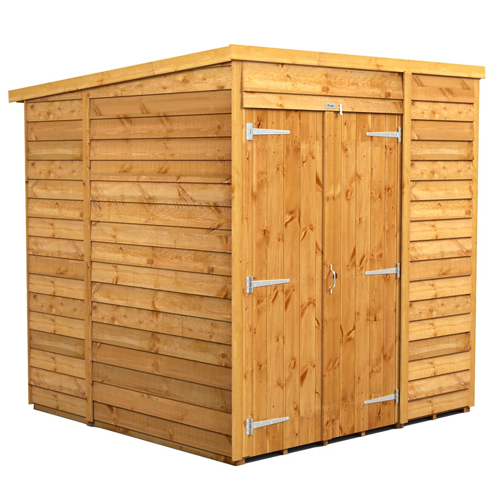 Powersheds 6 x 6 Power Overlap Pent Double Doors No Windows