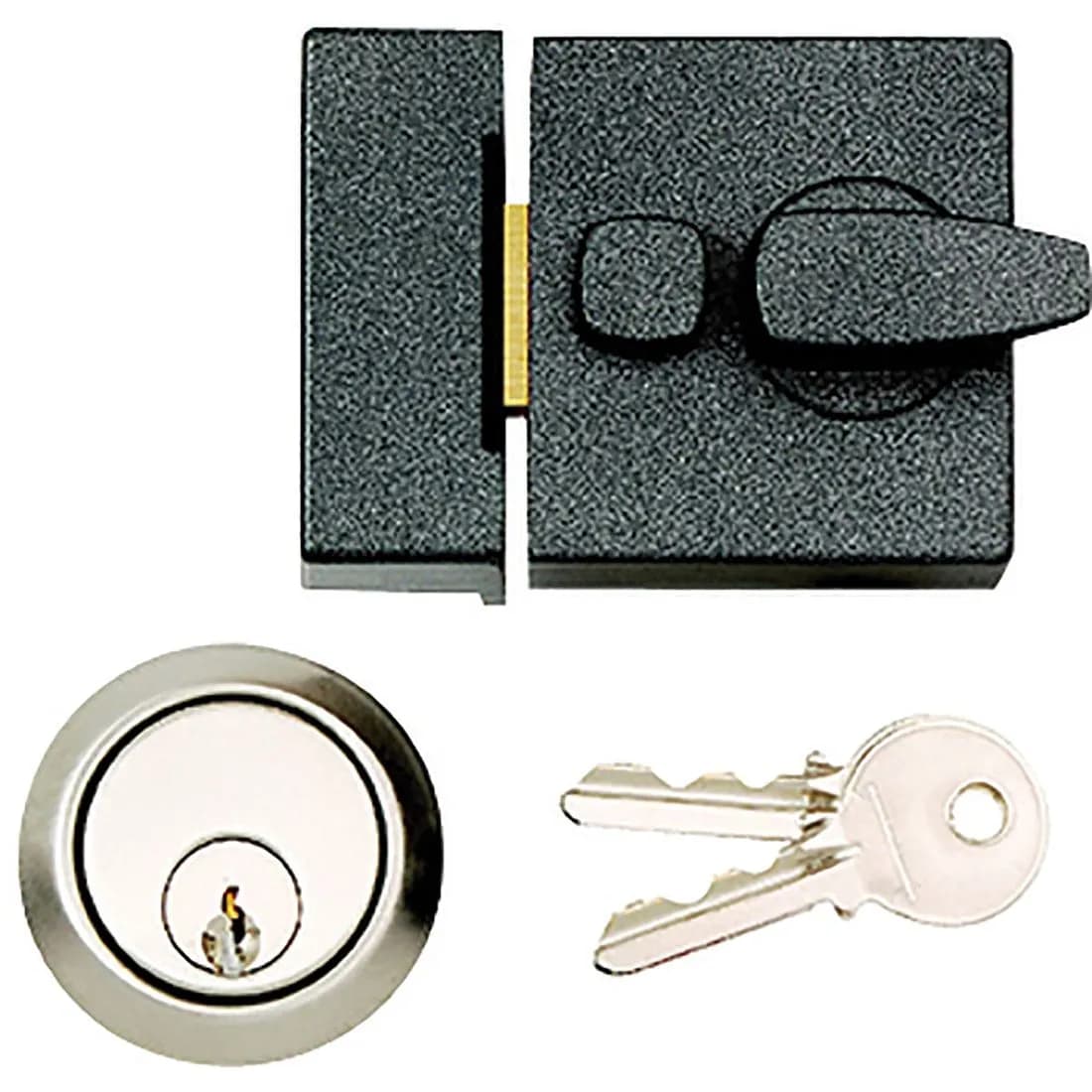Night Latch Grey/Brass 90Mm