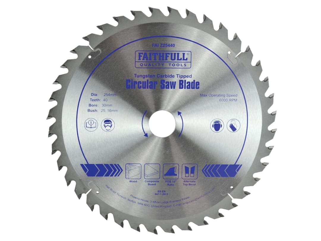 Faithfull TCT Circular Saw Blade 254 x 30mm x 40T POS FAIZ25440