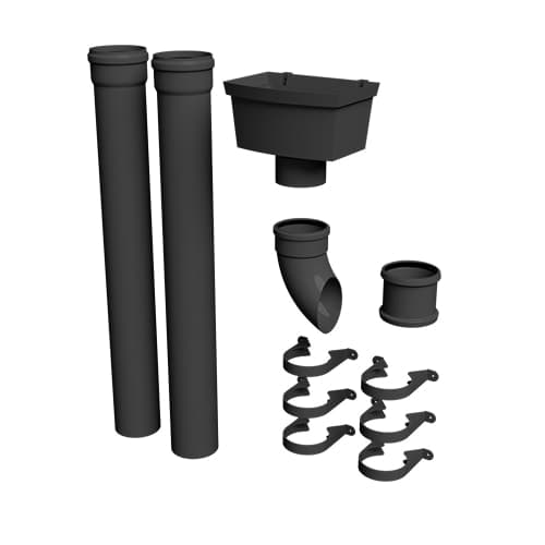 FloPlast 110mm Industrial/Xtraflo Downpipe Kit - Hopper - Black