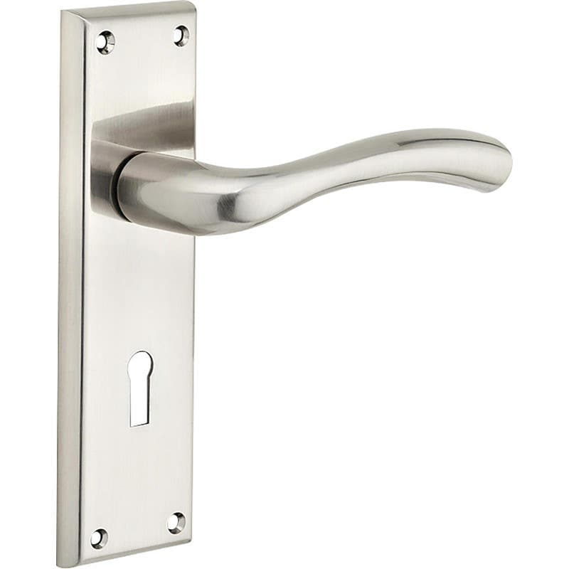 Minerva Curved Lever Lock Door Handle - Brushed Nickel - Internal - Pair - Designer Levers
