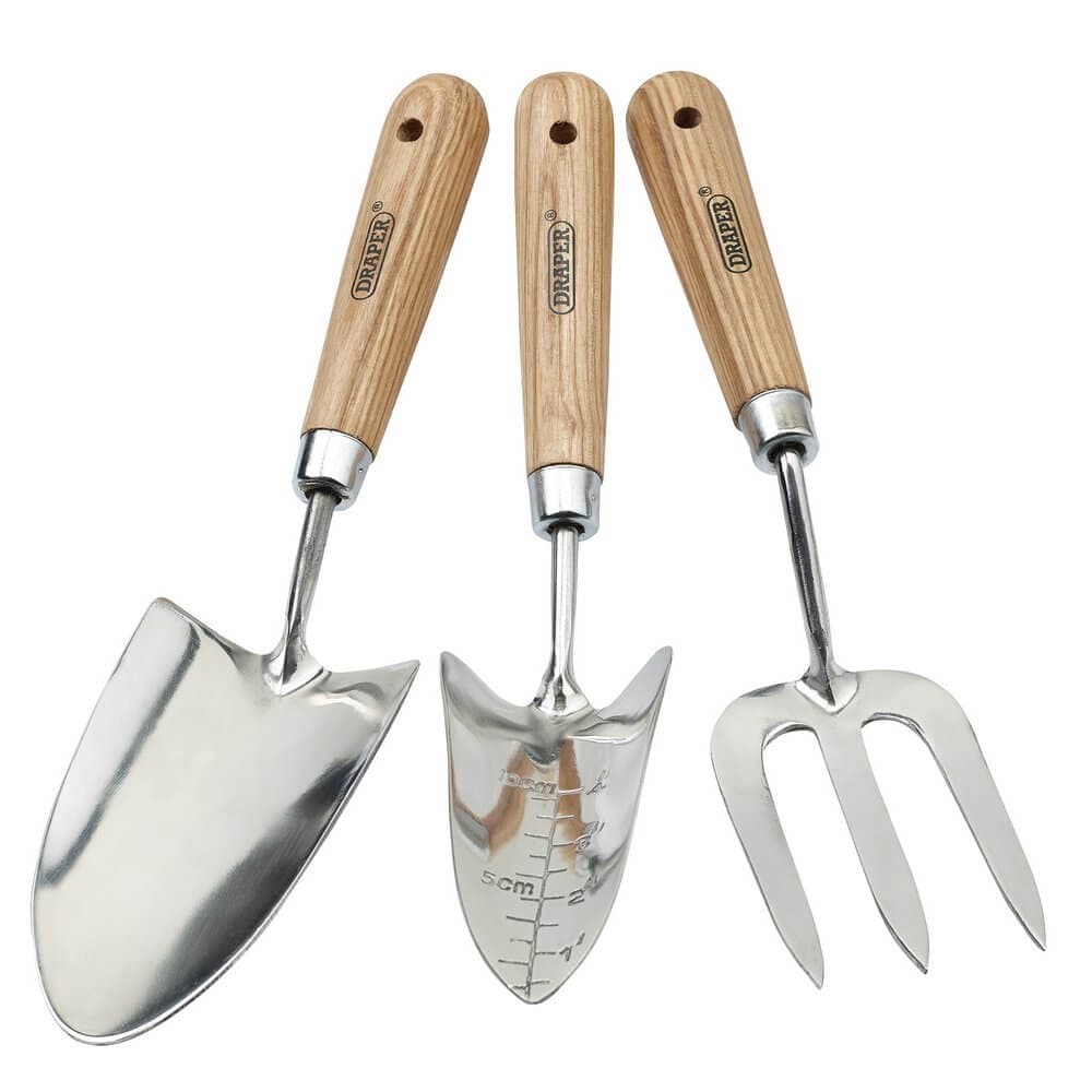 Draper Expert 09565 Stainless Steel Hand Fork And Trowels Set With Ash Handles (3 Piece) per set 1