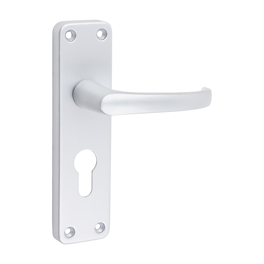 Timco Contractors Euro Profile Lever Lock Handles - Satin Anodised Aluminium Blister Pack 1 200647