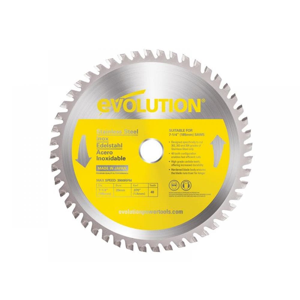 Evolution S185TCT-48CS Stainless Steel Cutting Circular Saw Blade 185 X 20Mm X 48T