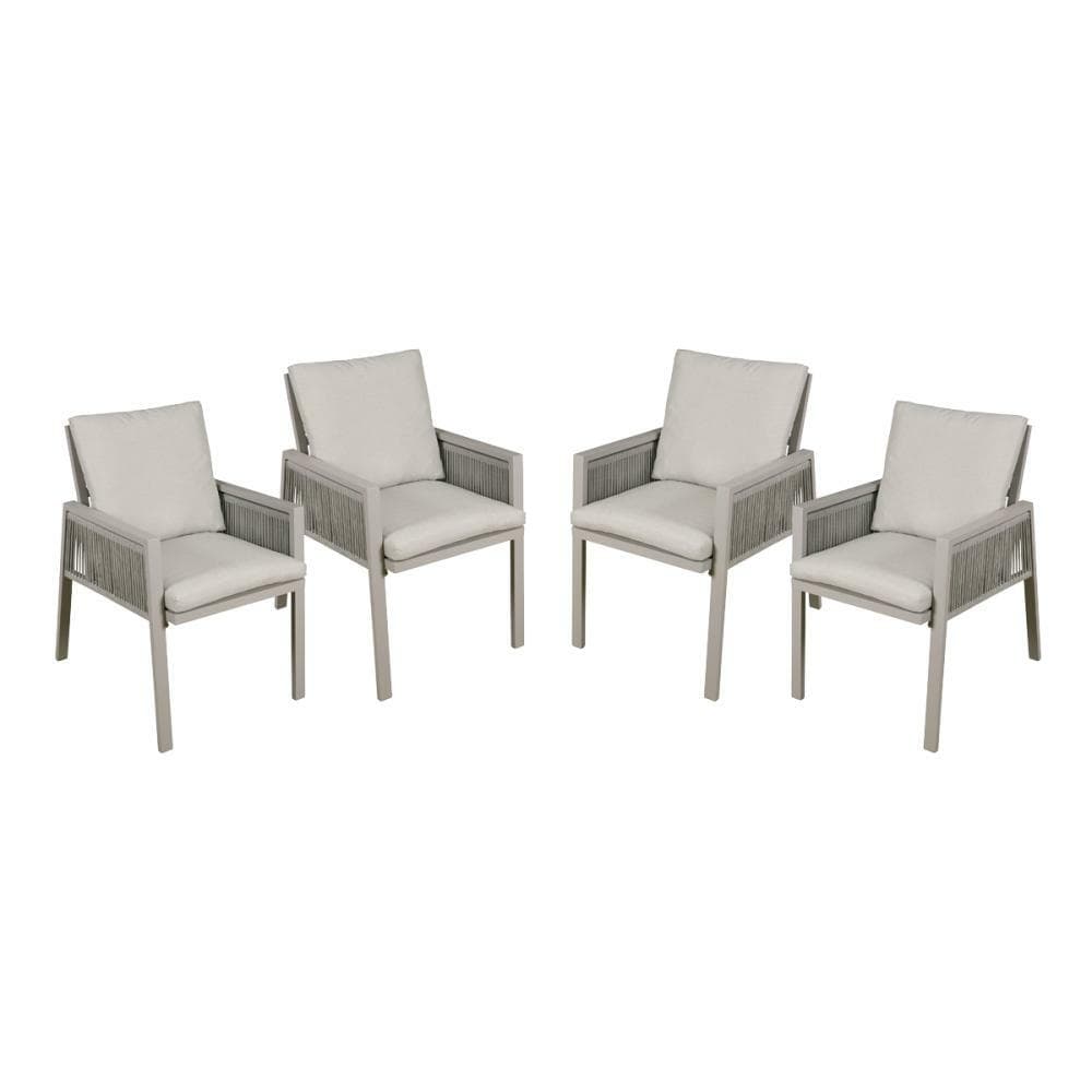 Sealey DG50 Dellonda Fusion Garden/Patio Aluminium Dining Chair With Armrests Set Of 4 Light Grey - Dg50