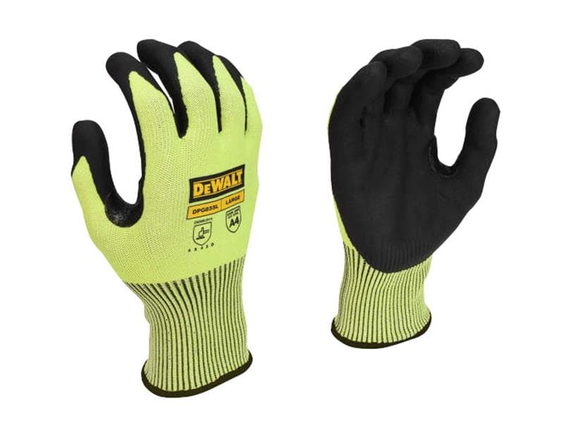 Dewalt DPG855L EU Hi-Vis Cut D Grip Gloves - L (Size 9)