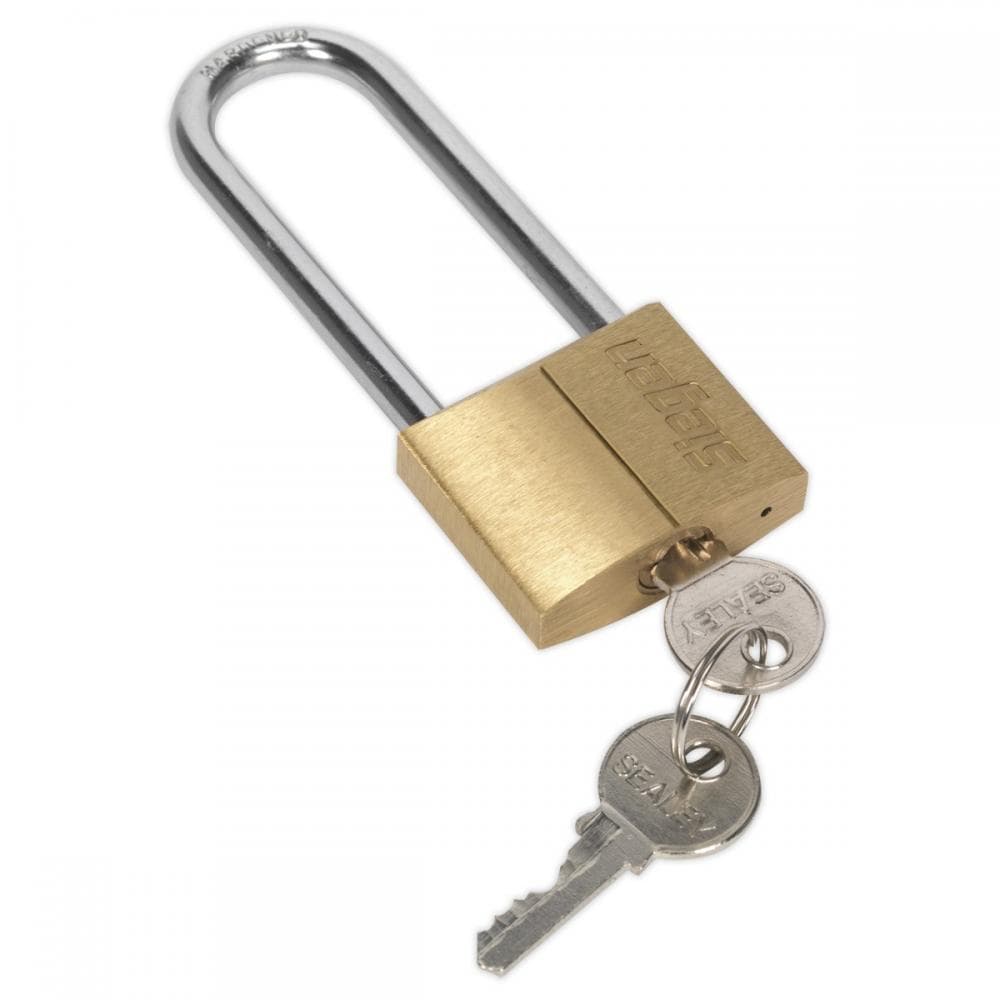 Sealey S0989 Brass Body Padlock With Brass Cylinder Long Shackle 40Mm