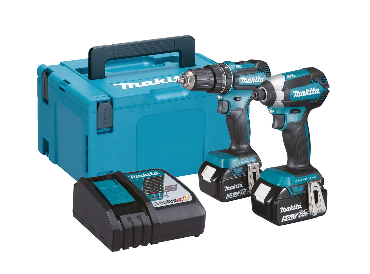 Makita Dl x 2283TJ 18 Volt Lxt Brushless Twin Pack 2 x 5.0AH LI-ION Batteries, Charger and CASE.